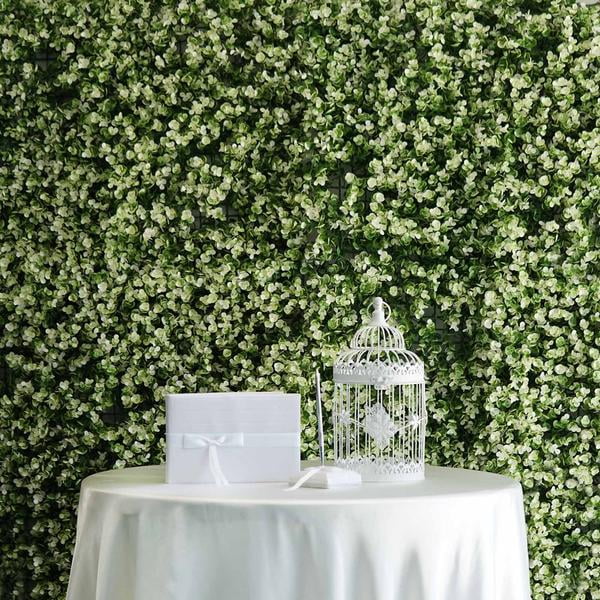 4 Panels White/Green Artificial Boxwood Hedge Faux Fox Fern & Flower Wall Mat 4 Panels White/Green Artificial Boxwood Hedge Faux Fox Fern & Flower Wall Mat